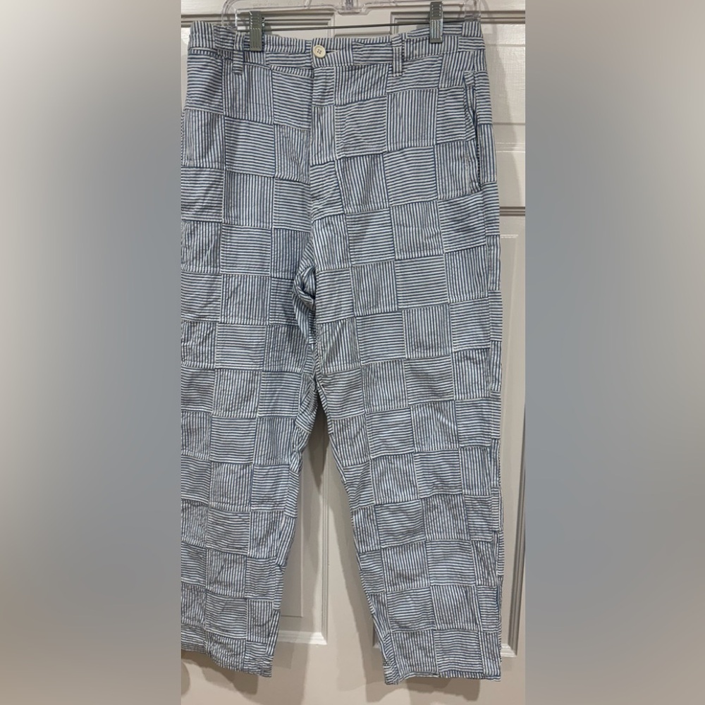 Womens Blue and White Striped Pants